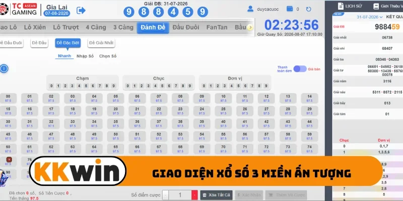 Giao diện xổ số 3 miền ấn tượng