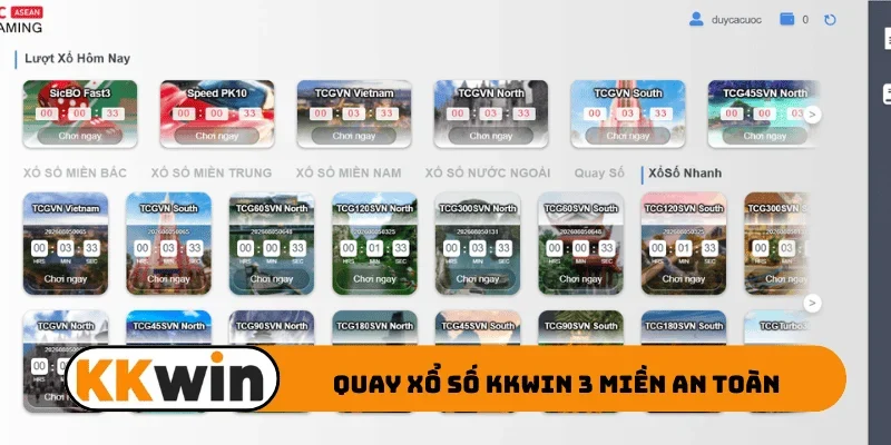 Quay xổ số KKWIN 3 miền an toàn